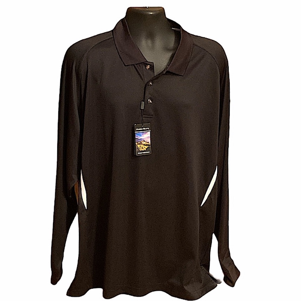 NWOT- Pebble Beach men’s black long-sleeved performance polo